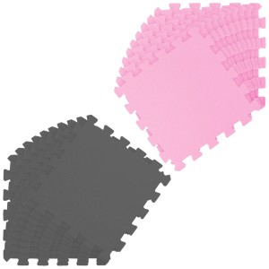 LittleTom Puzzlematte, 18-teiliges Set in Rosa und Grau, ideal als Spielmatte für Babys und Kinder.