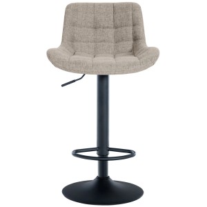 CLP Barhocker Tover in Taupe, Stoffbezug mit Steppnähten, höhenverstellbar, drehbar, schwarzes Metallgestell.