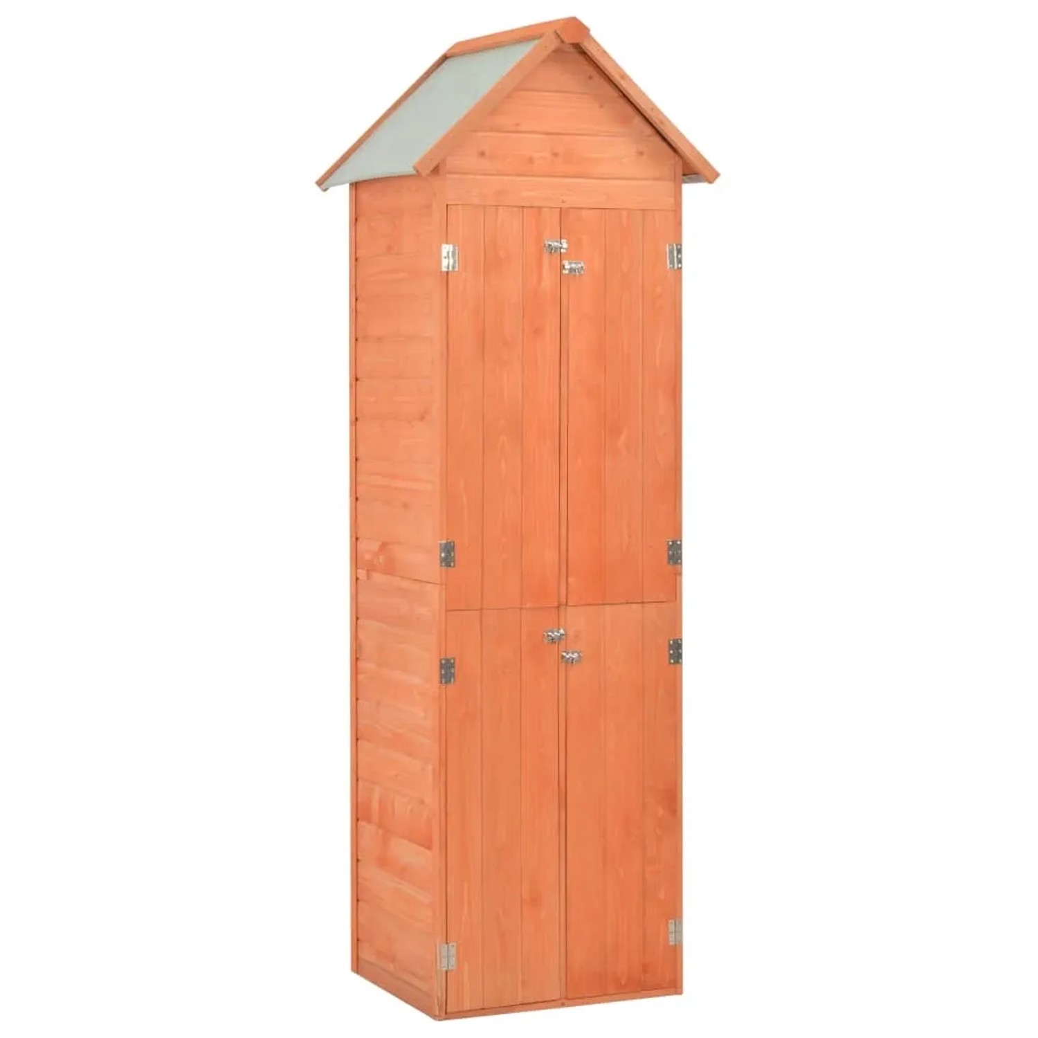 vidaXL Garten-Geräteschuppen aus Holz, 71x60x213cm, mit 4 Türen und 2 Regalen.