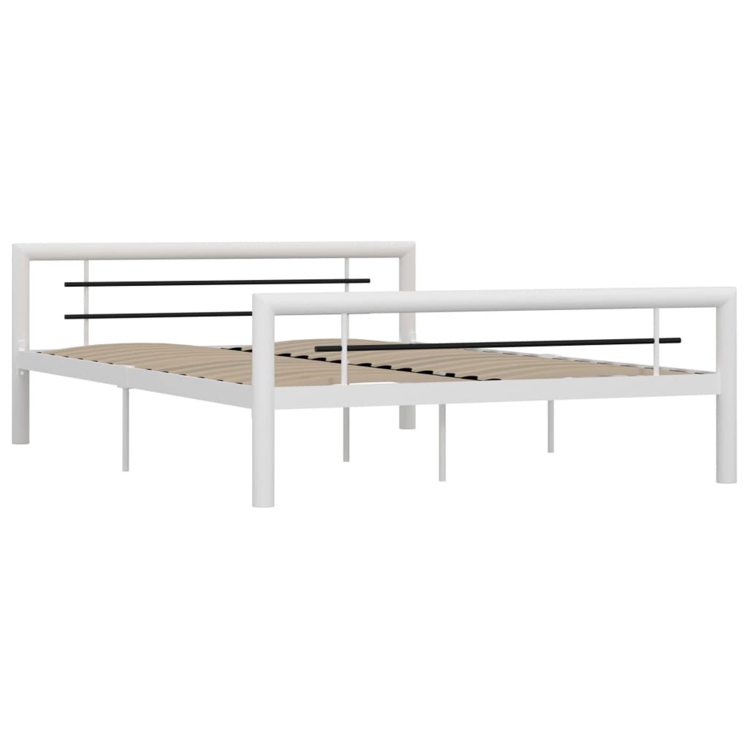 Bettgestell Weiß Und Schwarz Metall 140 Ã 200 Cm günstig online kaufen