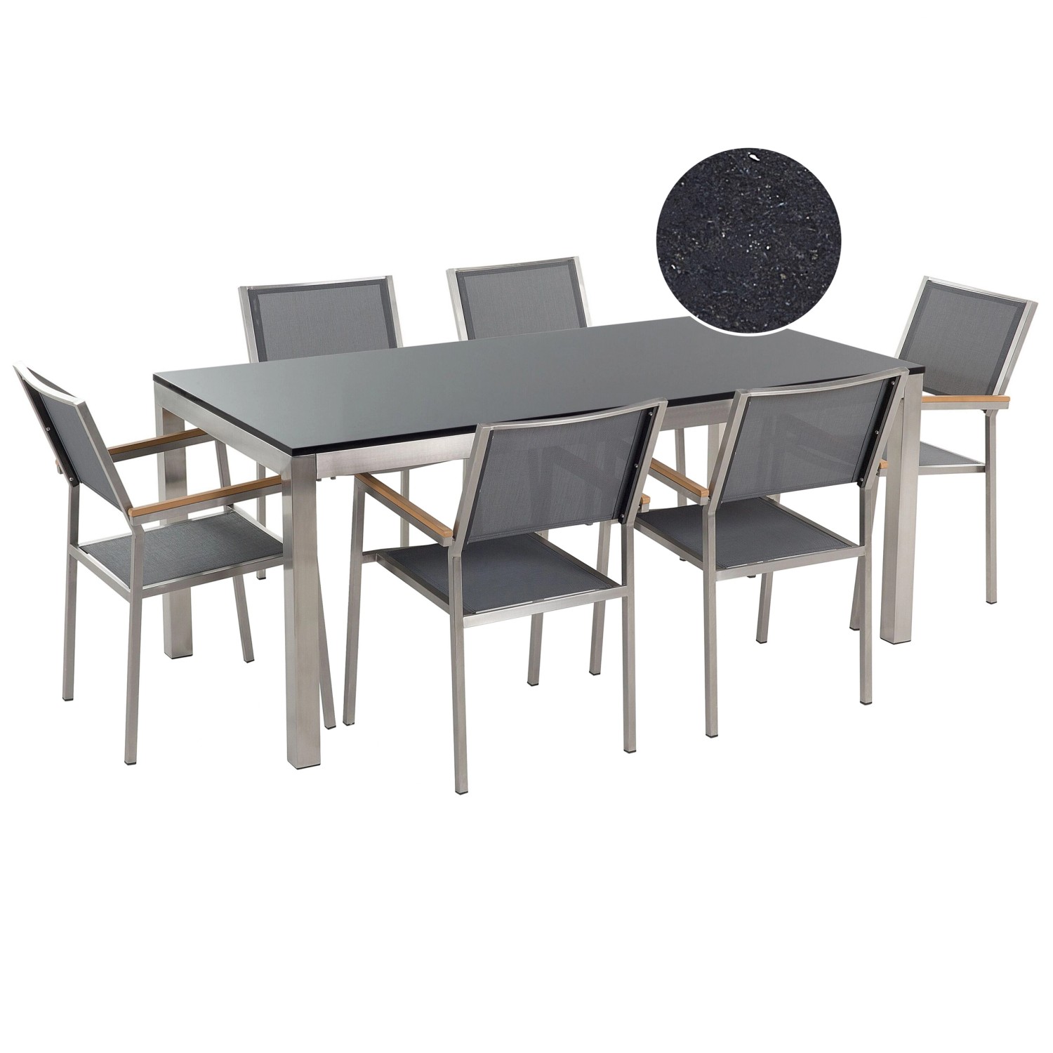 Beliani Gartentisch Set GROSSETO Graphitgrau 90x180x87 günstig online kaufen