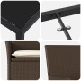 Detailansichten der braunen vidaXL Garten Essgruppe aus Polyrattan mit Tischplatte aus Glas und Sitzkissen.