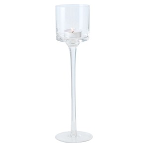 Transparentes Boltze Home Windlicht Arosa aus Glas, 30 cm hoch, mit Teelicht. Kerzenhalter für gemütliche Atmosphäre.