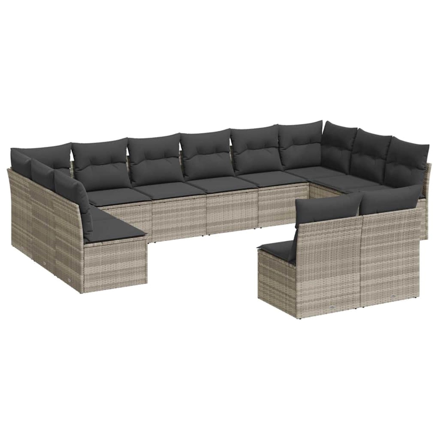 vidaXL 12-Tlg Garten-Sofagarnitur mit Kissen Hellgrau Poly Rattan 3218372 günstig online kaufen
