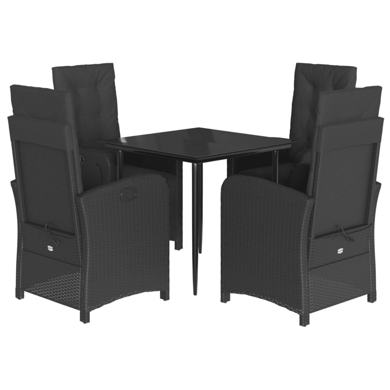 vidaXL 5-Tlg Garten-Essgruppe mit Kissen Schwarz Poly Rattan 3212312 günstig online kaufen