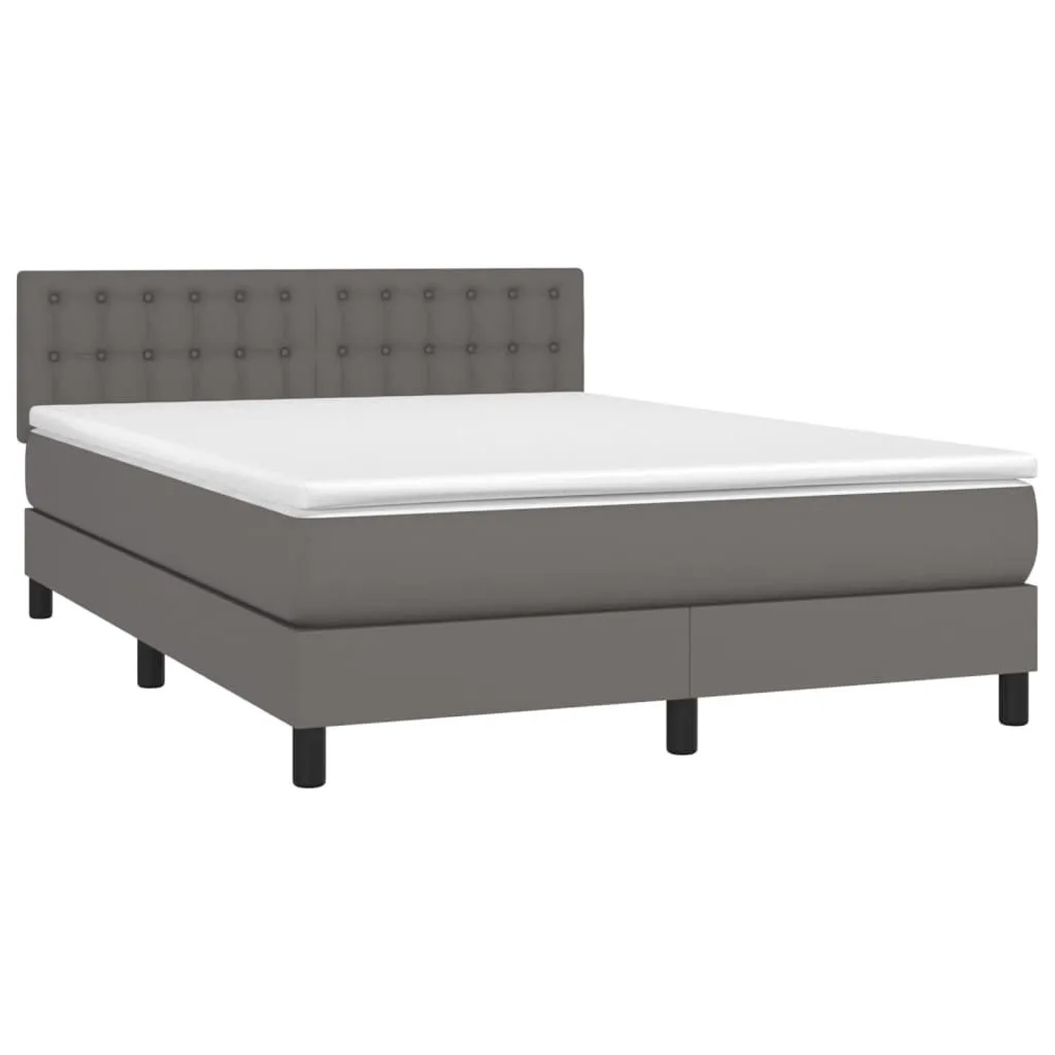 vidaXL Boxspringbett mit Matratze & LED Grau 140x190 cm Kunstleder 3134223 günstig online kaufen