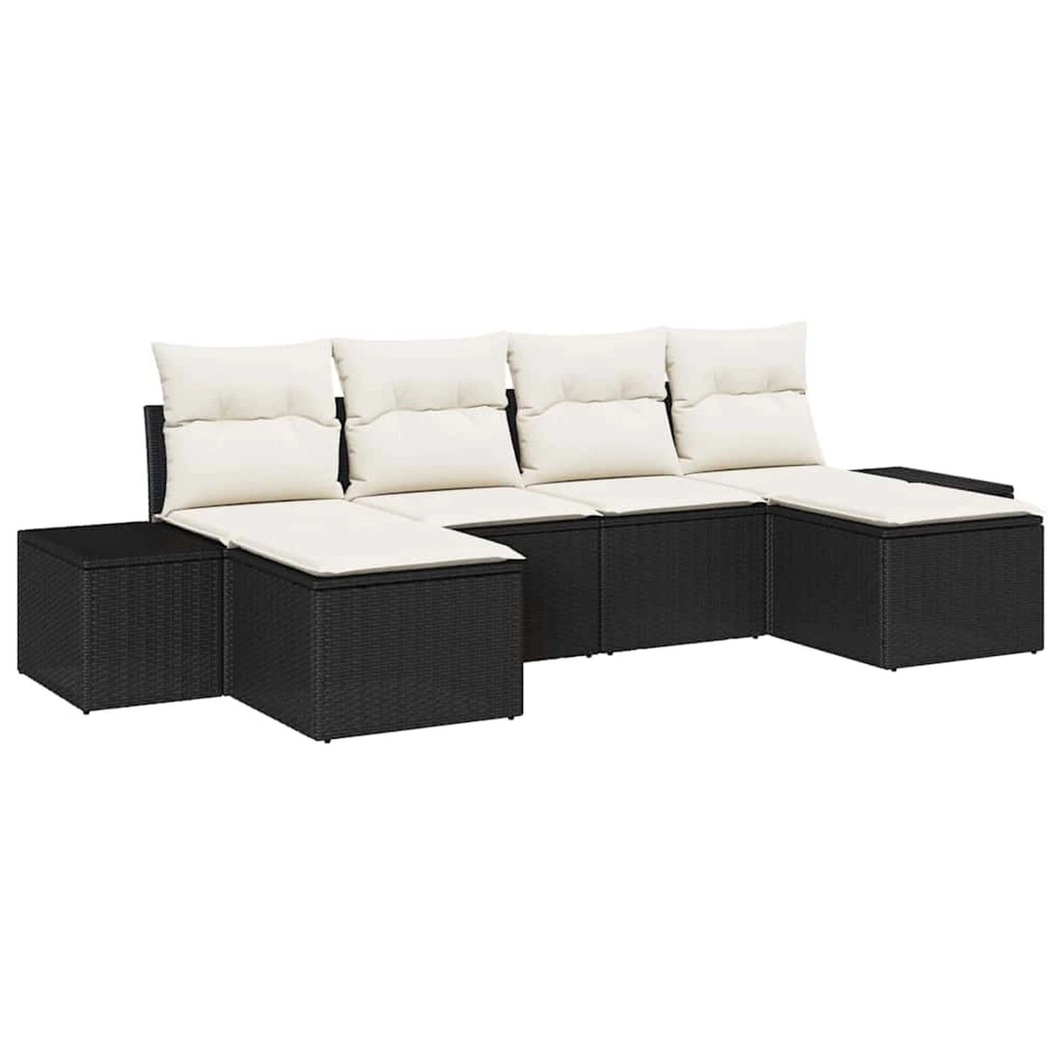 vidaXL Garten-Sofa-Set mit Kissen 6-Tlg Schwarz Poly Rattan 3347167 günstig online kaufen