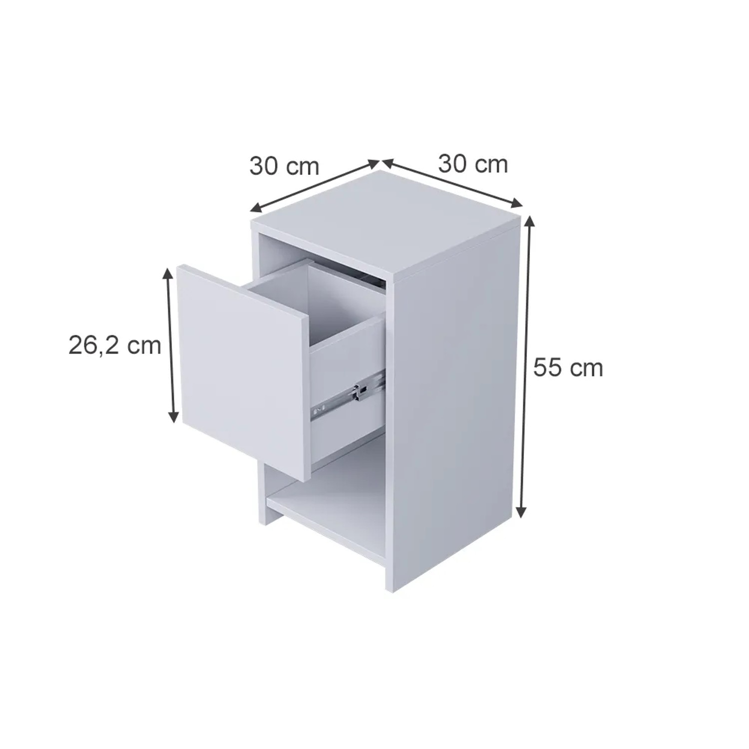Vicco Nachttisch Evo Weiß 30 x 55 mit Schublade_2