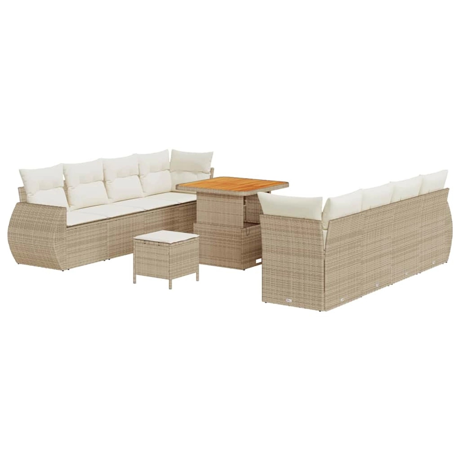 vidaXL Garten-Sofa-Set mit Speicher 11-Tlg Beige Poly Rattan 3363796 günstig online kaufen