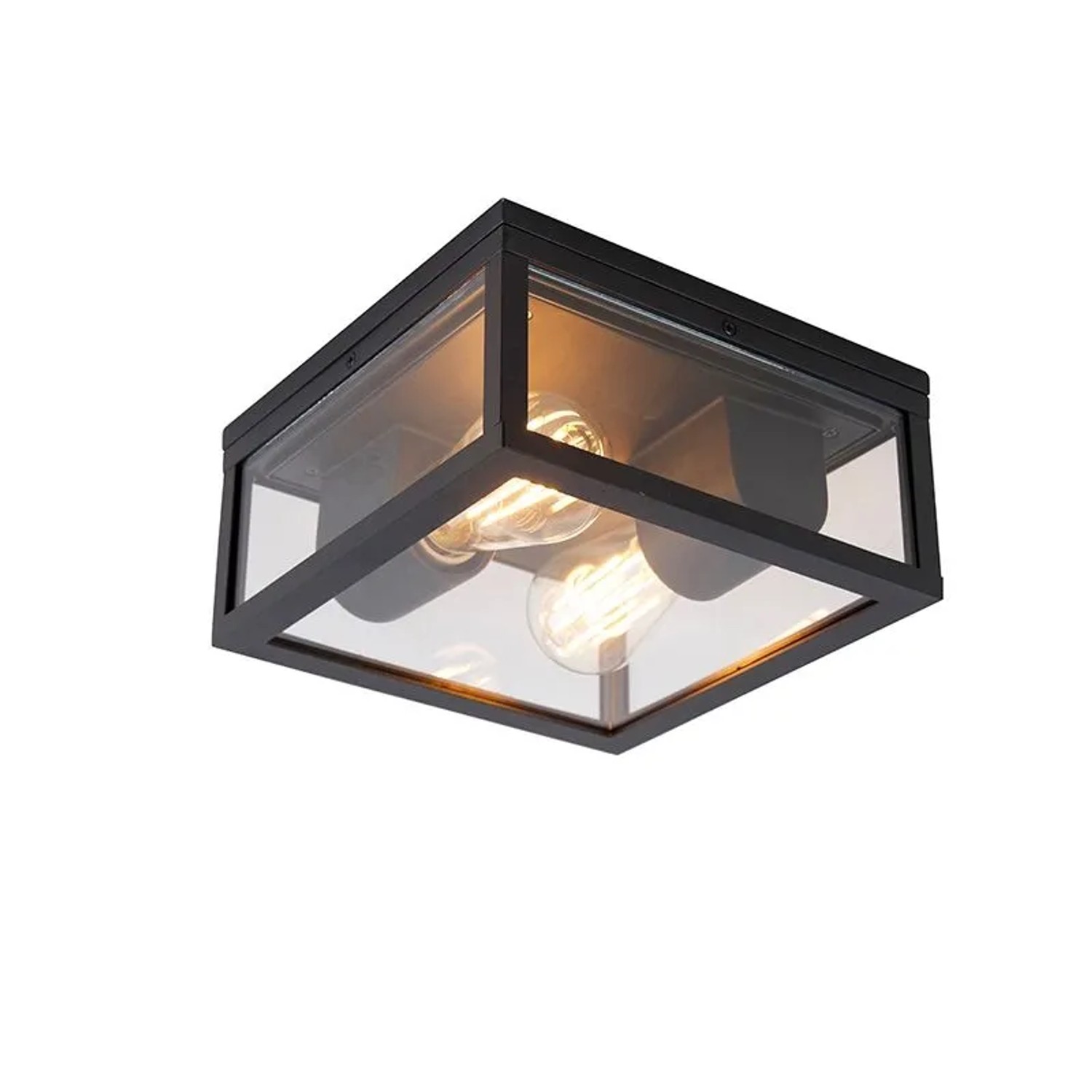 QAZQA Industrielle Deckenleuchte Schwarz IP44 Charlois