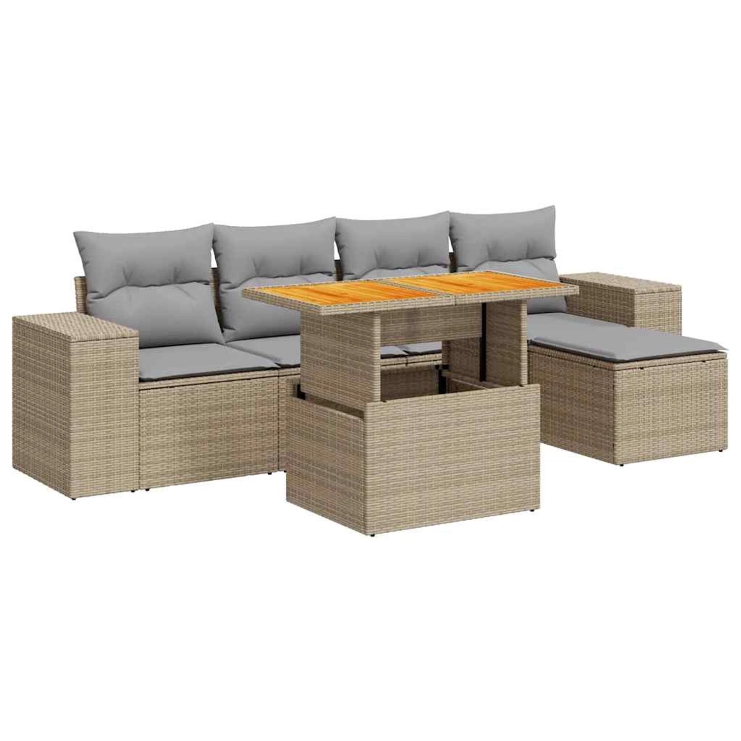 vidaXL 6-Tlg Garten-Sofagarnitur mit Kissen Beige Poly Rattan 3327363 günstig online kaufen