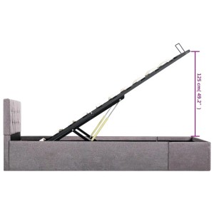 vidaXL Stauraumbett, taupefarben, Stoff, 100x200 cm, mit hochgeklapptem Lattenrost für Stauraum.