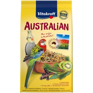 Vitakraft Australian Großsittichfutter 750g: Futter mit Sittichen, Kiwi und Eukalyptus.