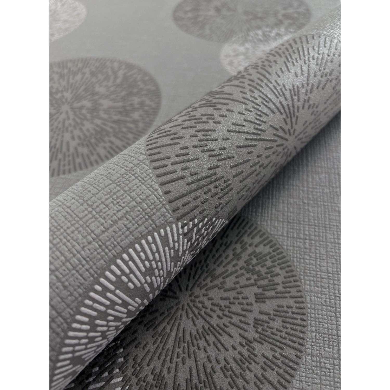 Newroom Vliestapete Raina Silber Kreise Retro Strukturiert FSC® günstig online kaufen