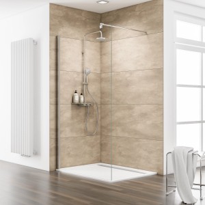 Schulte Walk In Dusche mit Chromoptik und klarem Glas, 200x100cm. Barrierefreier Zugang.