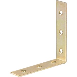 Gelb verzinkter Stuhlwinkel 80x80x18 mm für Holzkonstruktionen.