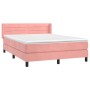 Rosa vidaXL Boxspringbett (140x190 cm) mit Samtbezug, Matratze und Topper.