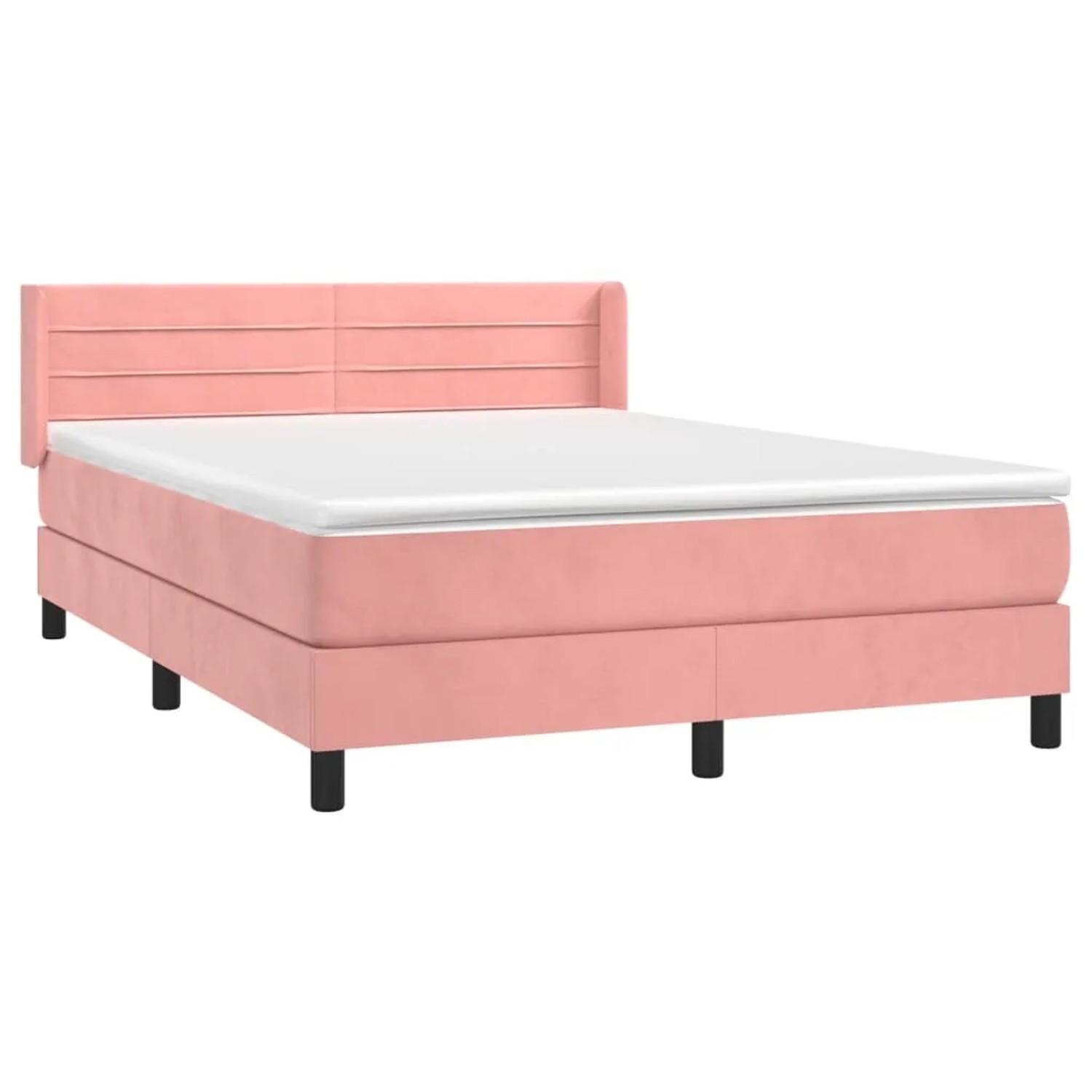 Rosa vidaXL Boxspringbett (140x190 cm) mit Samtbezug, Matratze und Topper.