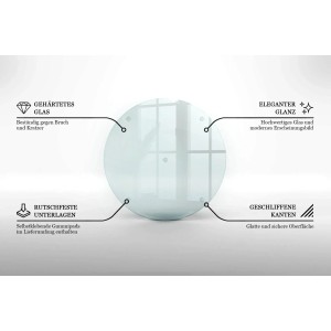 Tulup Schneidebrett Glas Schneidebrett Transparent 30x30 cm Rundes Schneidebrett Transparente Schneidebrett