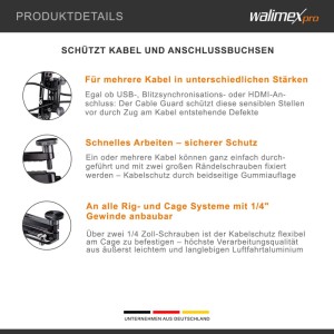 Walimex Pro Aptaris Cable Guard Kabel Schutz 1/4" Rig Cage Systeme Foto Video