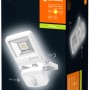 Ledvance LED-Außenstrahler Endura Flood mit Sensor, 10W, 3000K, Weiß, in Produktverpackung.