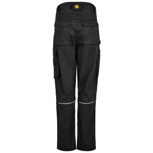 Schwarze Hans Schäfer Damen Bundhose Athene, Rückansicht mit Cargotaschen, Gesäßtaschen und Reflektorstreifen.