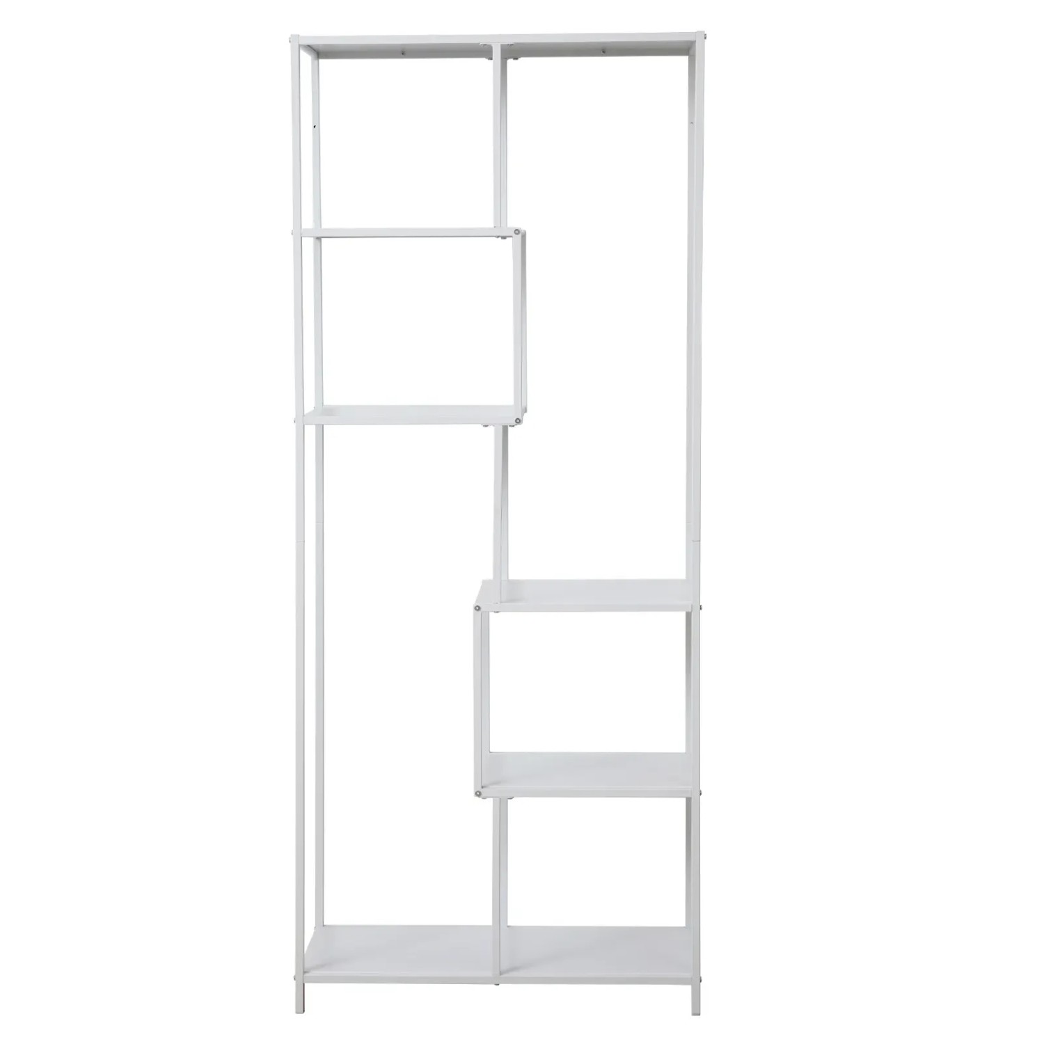 Weißes Svita Kela Metallregal mit 6 Ebenen im Industrial Style für Küche oder Bad.