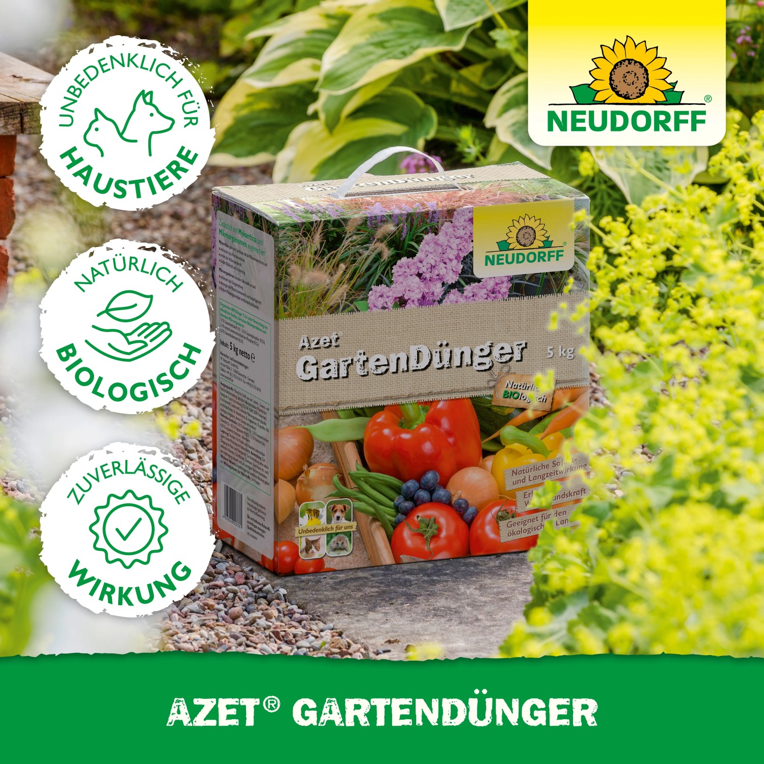 Neudorff Azet Gartendünger 10kg Packung, organischer NPK-Dünger für den Garten.