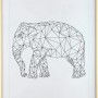 Goldener Bilderrahmen (62x93 cm) mit Passepartout und geometrischem Elefantenmotiv.