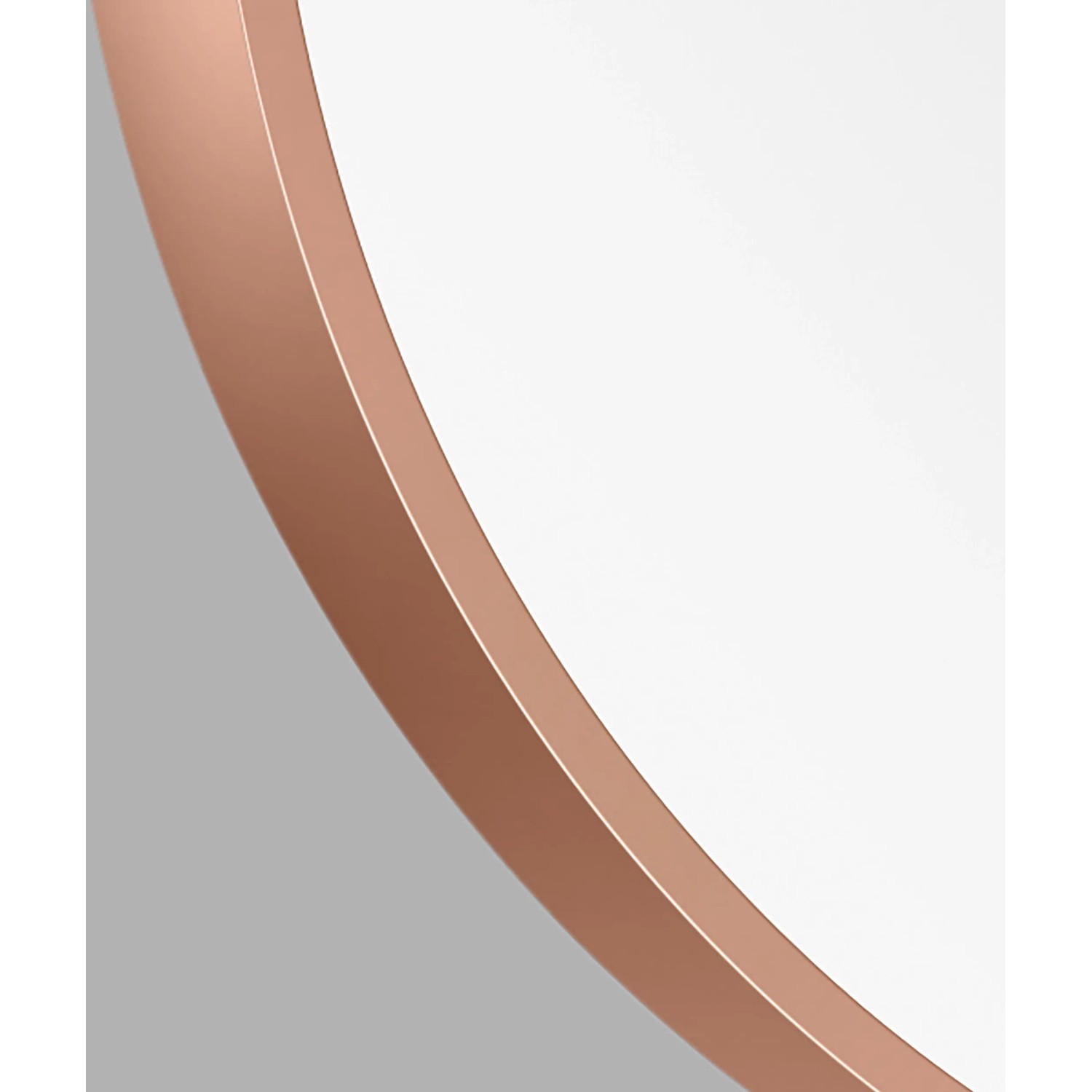 Detailansicht: Runder DSK Design Wandspiegel Silver Coiffeur Ø 80 cm mit Kupferrahmen.