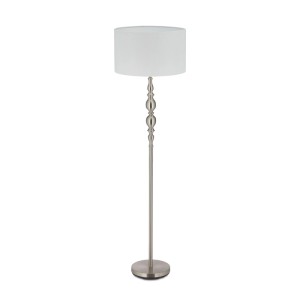 Relaxdays Stehlampe Eisen Stoff Weiß Silber Fußschalter 155 cm x 43 cm 4,5 kg
