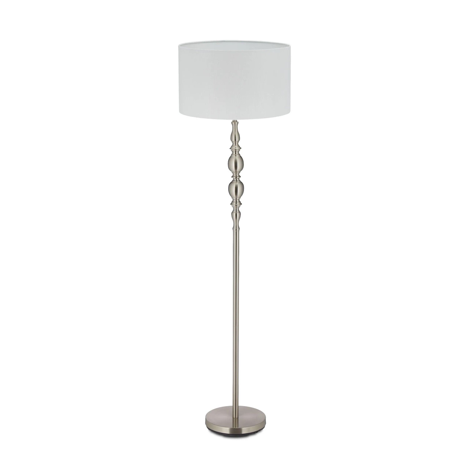 Relaxdays Stehlampe Eisen Stoff Weiß Silber Fußschalter 155 cm x 43 cm 4,5 kg