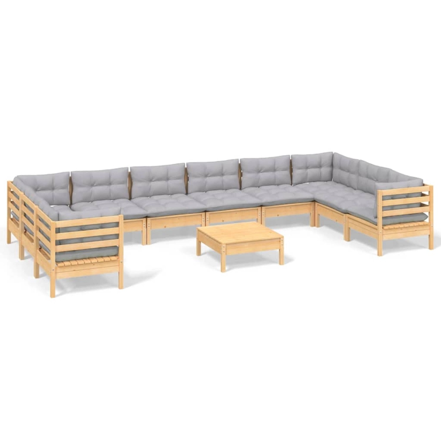 vidaXL 11-Tlg Garten-Lounge-Set mit Grauen Kissen Kiefernholz 3097336 günstig online kaufen