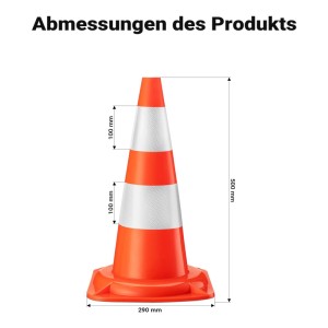 Wiltec Verkehrskegel 50Cm 8St. Leitkegel Straßen Pylon Warnhütchen Warnkegel Pvc