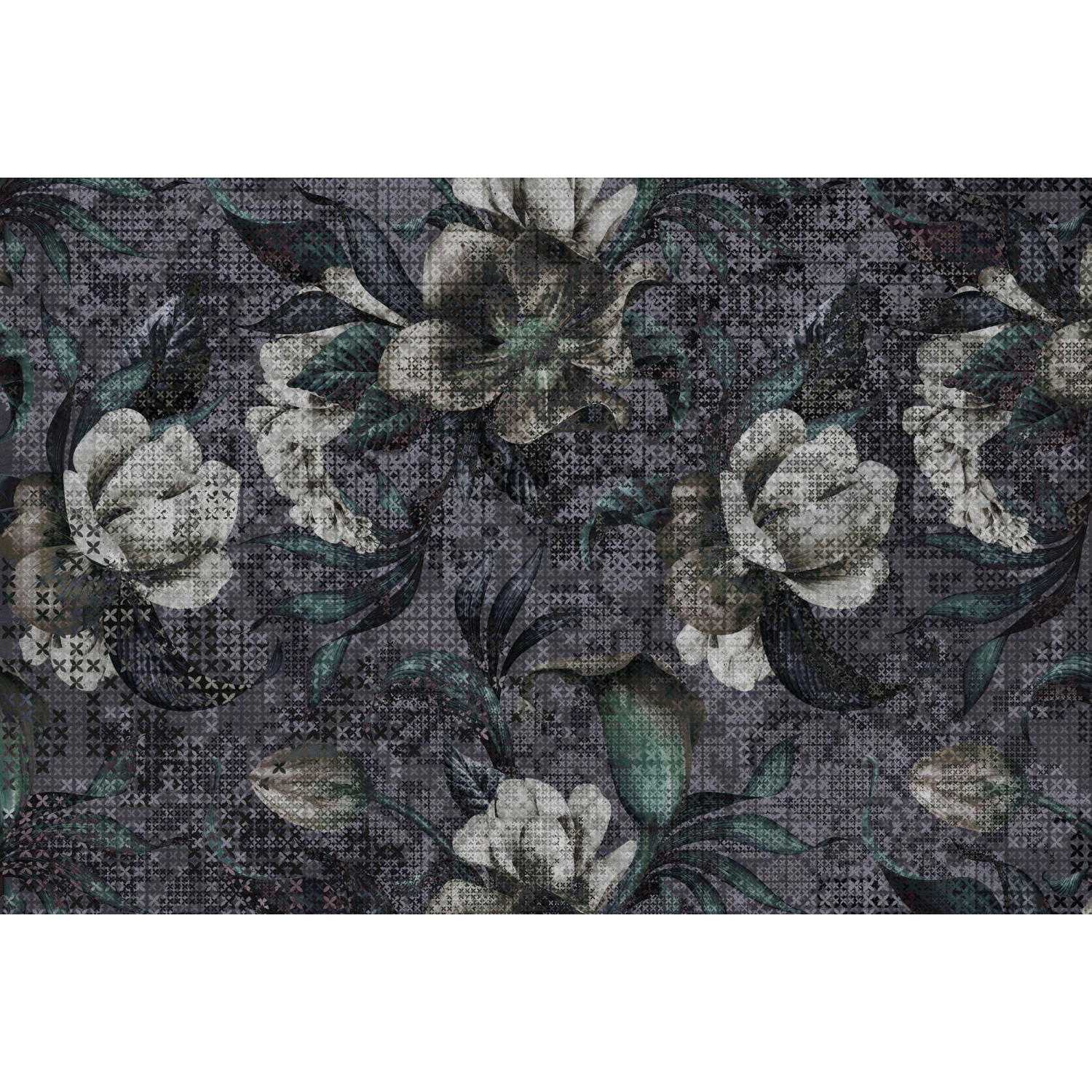 Fototapete Blumen Mosaik Lila Weiß 4,00 m x 2,70 m FSC® günstig online kaufen