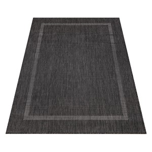 Schwarzer Ayyildiz Outdoor Teppich Relax, 60x100 cm, Sisaloptik für Balkon und Terrasse.