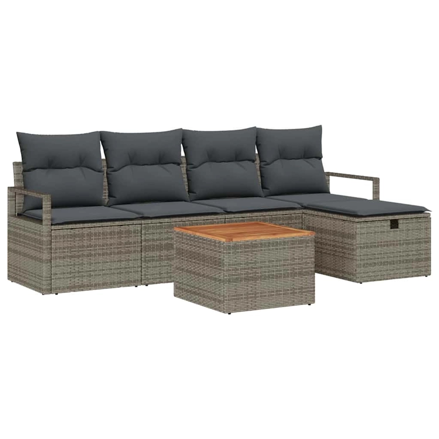vidaXL Garten-Sofa-Set mit Kissen mit Speicher 6-Tlg Grau Poly Rattan 33608 günstig online kaufen