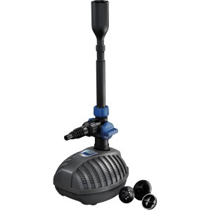 Oase Aquarius Fountain Classic 4000 E Wasserspielpumpe-Set mit Fontänenaufsätzen für den Gartenteich.