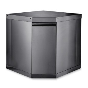 MyOutdoorKitchen Eckmodul Large Black Collection aus Edelstahl mit Tür und Stauraum.