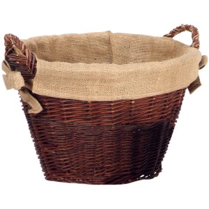 Firefix Kaminholzkorb aus Weide mit Jute, Ø 45 cm, für Kaminholz und Zubehör.
