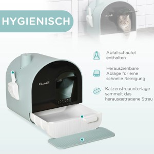PawHut Katzentoilette mit Deckel, Streuschaufel und herausziehbarer Schublade für einfache Reinigung.