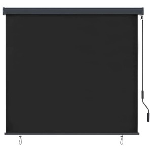 Anthrazitfarbenes vidaXL Outdoor-Rollo aus Stoff und Aluminium mit Handkurbel für Balkon und Terrasse.