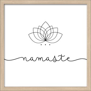 Pro Art Bild Framed Art Namaste, 30x30 cm, mit Lotusblüte und Schriftzug im Scandic-Style.