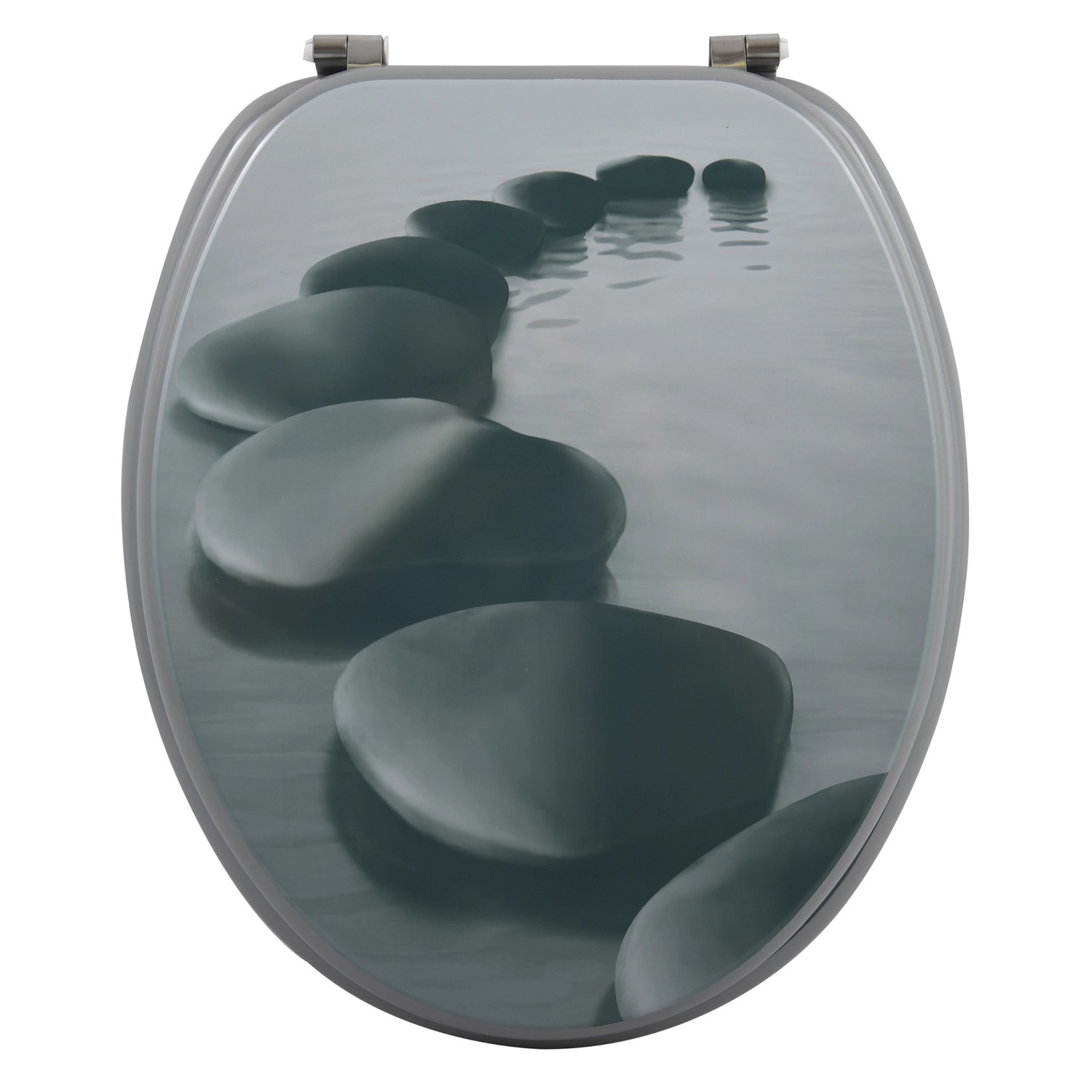 MSV WC-Sitz Kieselstein MDF 42,5 cm x 36,5 cm x 5 cm Grau günstig online kaufen