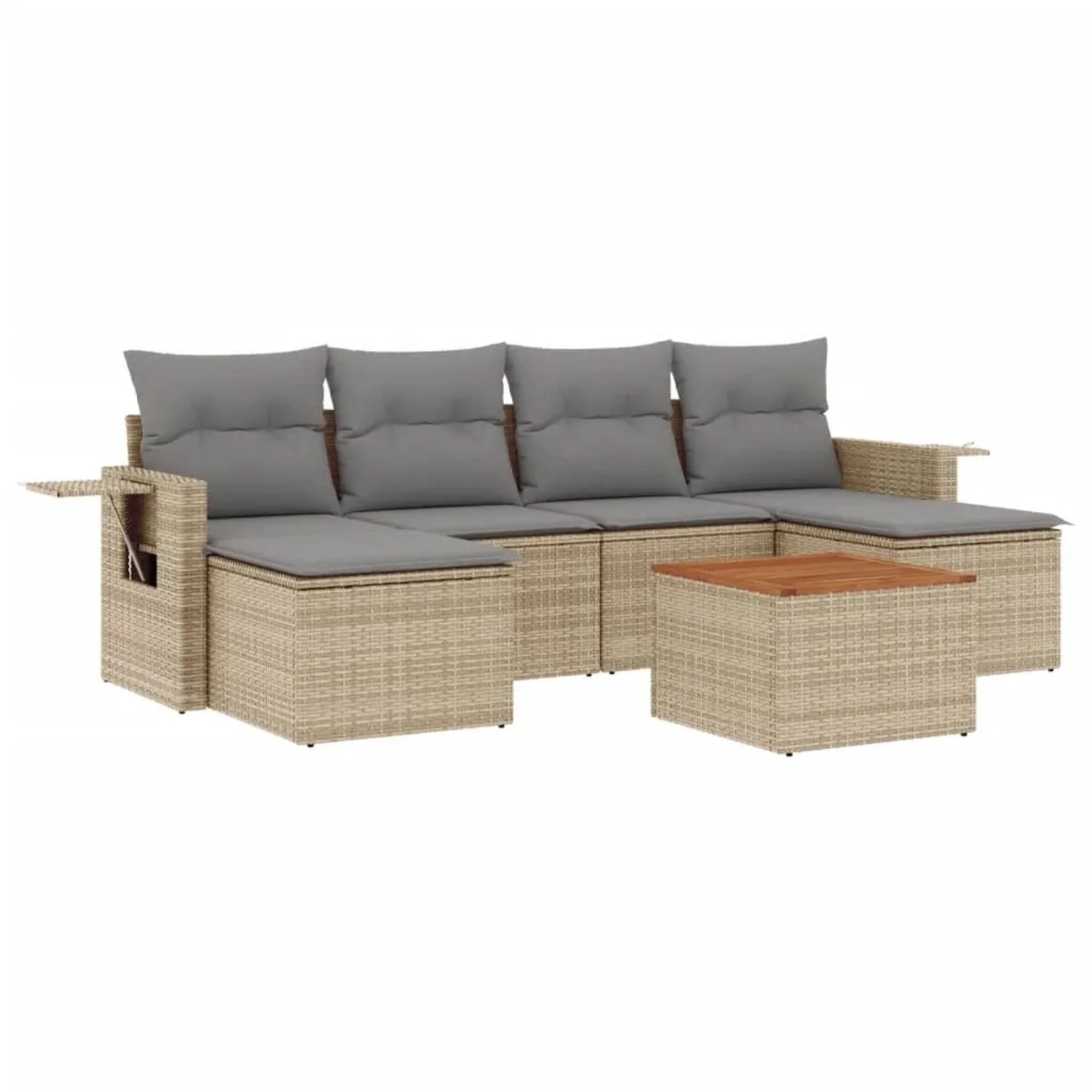 Thumbnail - vidaXL 7-Tlg Garten-Sofagarnitur mit Kissen Beige Poly Rattan 3224687