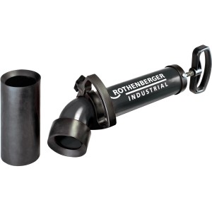 Rothenberger Industrial RoPump Power Rohrreiniger mit Adapter und Gummiaufsatz.