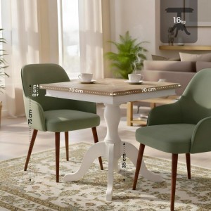 CLP Bistrotisch Grasby: quadratischer Holztisch (70x70x75 cm) mit naturfarbener Platte und weißem Gestell für Wohnzimmer.