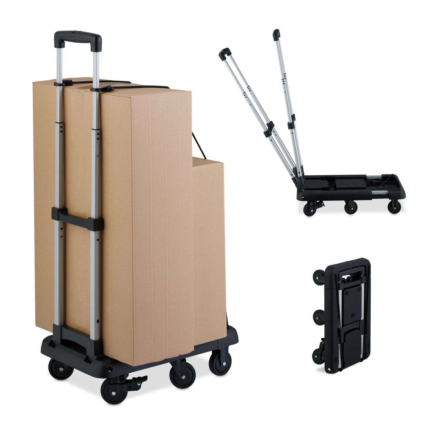 Relaxdays Plattformwagen Eisen Schwarz Klappbar 102 cm x 32 cm x 60 cm