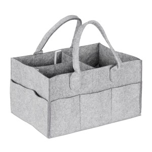 Relaxdays Windel Caddy Filz Hellgrau 11 Fächer 33 cm x 23 cm x 18 cm