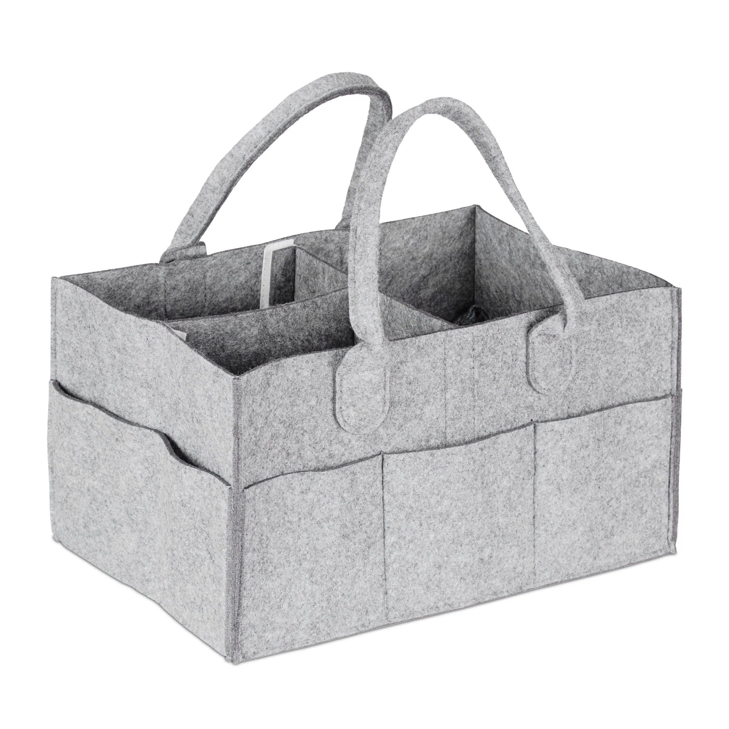 Relaxdays Windel Caddy Filz Hellgrau 11 Fächer 33 cm x 23 cm x 18 cm